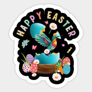 Hummingbird Happy Easter Egg Hunting Easter Day Sticker